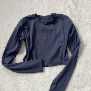 Blue fitted workout top